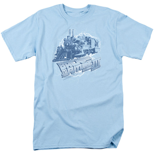 Back To The Future Iii Time Train Mens T Shirt Light Blue