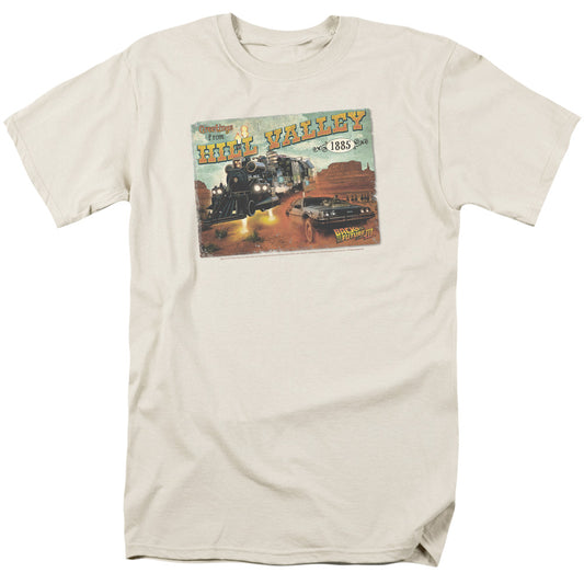 Back To The Future Iii Hill Valley Postcard Mens T Shirt Cream