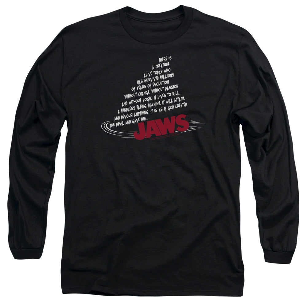 Jaws Dorsal Text Mens Long Sleeve Shirt Black