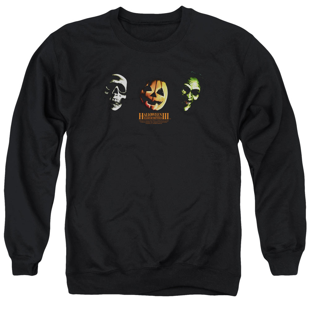 Halloween Iii Three Masks Mens Crewneck Sweatshirt Black Officially Licensed