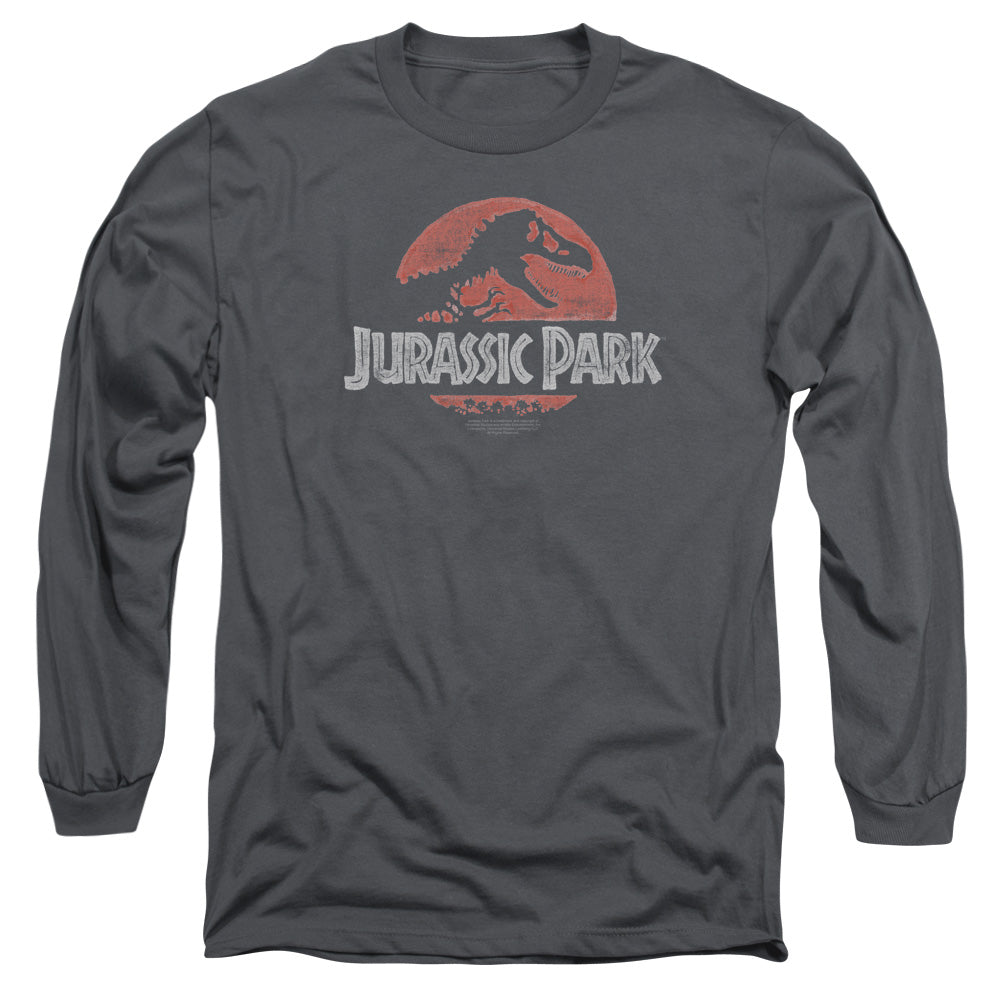 Jurassic Park Faded Logo Mens Long Sleeve Shirt Charcoal Officially Licensed