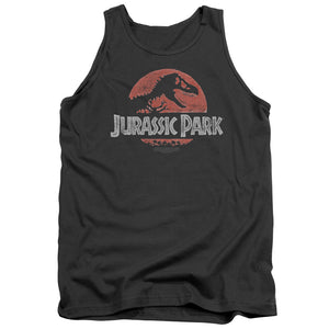 Jurassic Park Faded Logo Mens Tank Top Shirt Charcoal