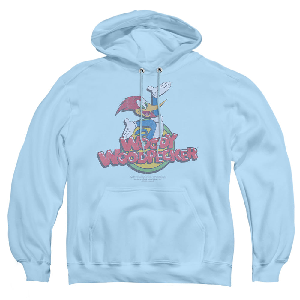 Woody Woodpecker Retro Fade Mens Hoodie Light Blue Officially Licensed