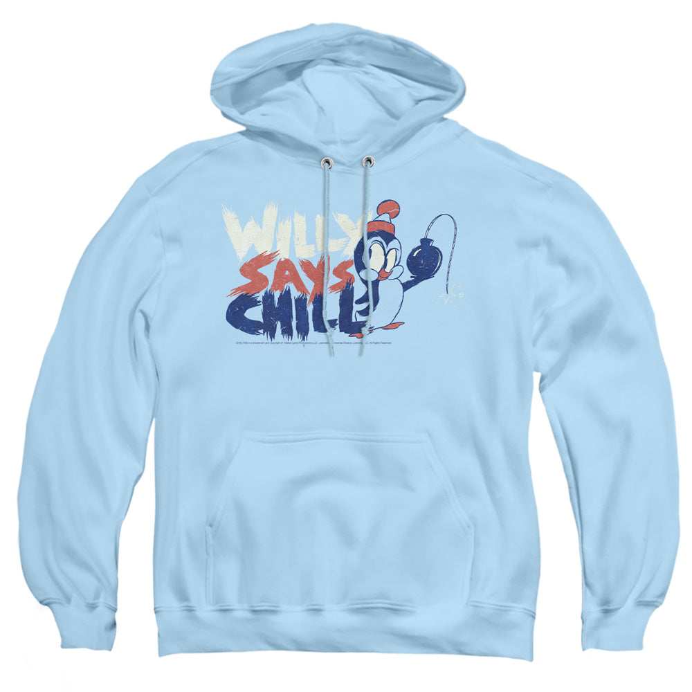 Chilly Willy I Say Chill Mens Hoodie Light Blue Officially Licensed