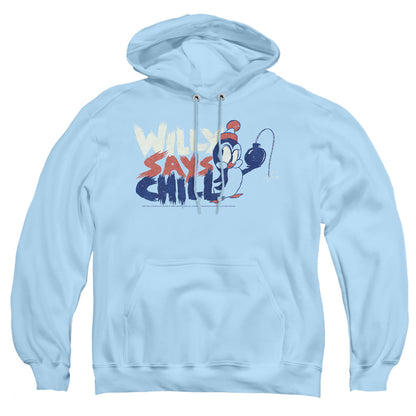 Chilly Willy I Say Chill Mens Hoodie Light Blue Officially Licensed