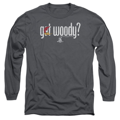 Woody Woodpecker Got Woody Mens Long Sleeve Shirt Charcoal