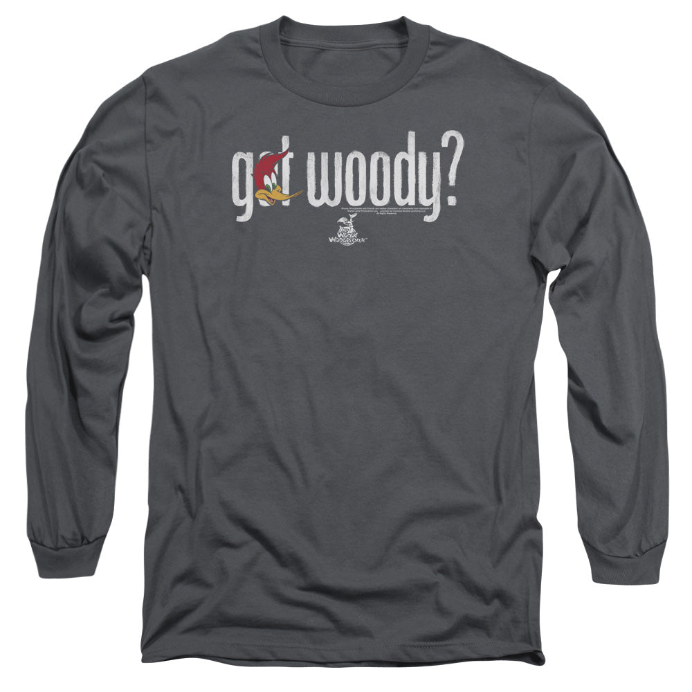 Woody Woodpecker Got Woody Mens Long Sleeve Shirt Charcoal Officially Licensed