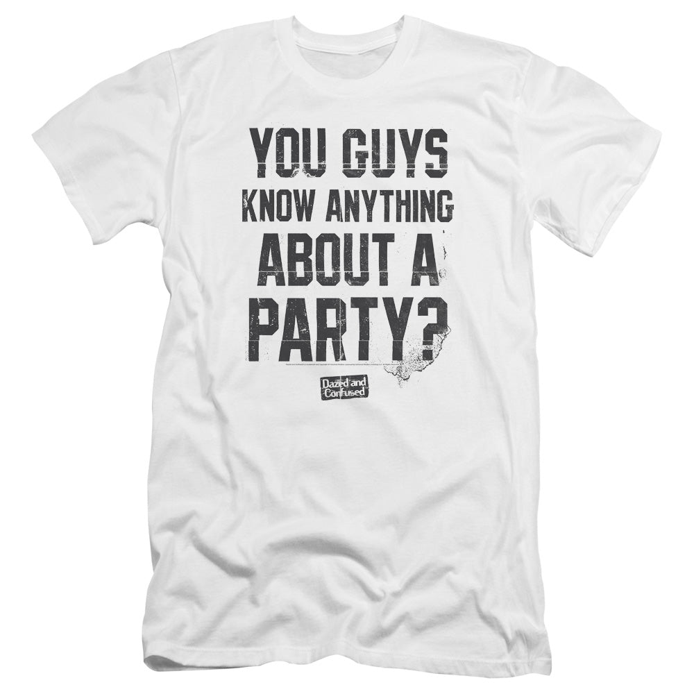 Dazed And Confused Party Time Premium Bella Canvas Slim Fit Mens T Shirt White