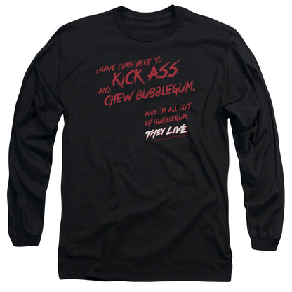 They Live Chew Bubblegum Mens Long Sleeve Shirt Black Officially Licensed