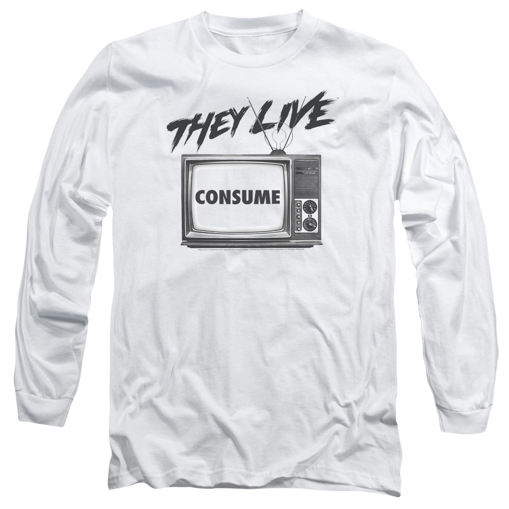 They Live Consume Mens Long Sleeve Shirt White Officially Licensed