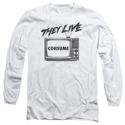 They Live Consume Mens Long Sleeve Shirt White Officially Licensed