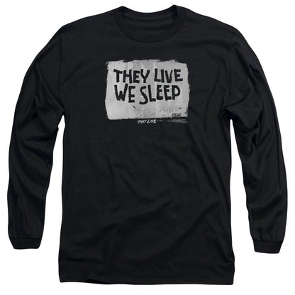 They Live We Sleep Mens Long Sleeve Shirt Black Officially Licensed