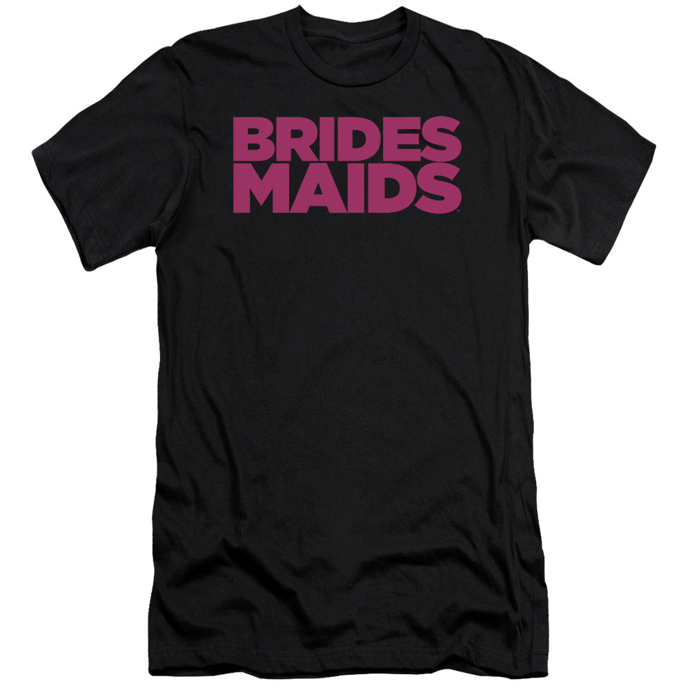 Bridesmaids Logo Premium Bella Canvas Slim Fit Mens T Shirt Black