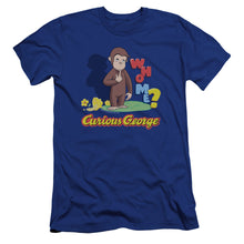 Load image into Gallery viewer, Curious George Who Me Premium Bella Canvas Slim Fit Mens T Shirt Royal Blue