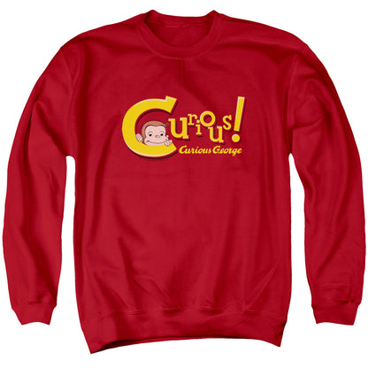 Curious George Curious Mens Crewneck Sweatshirt Red Officially Licensed