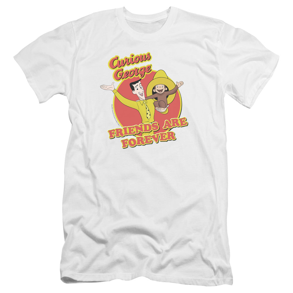 Curious George Friends Premium Bella Canvas Slim Fit Mens T Shirt White