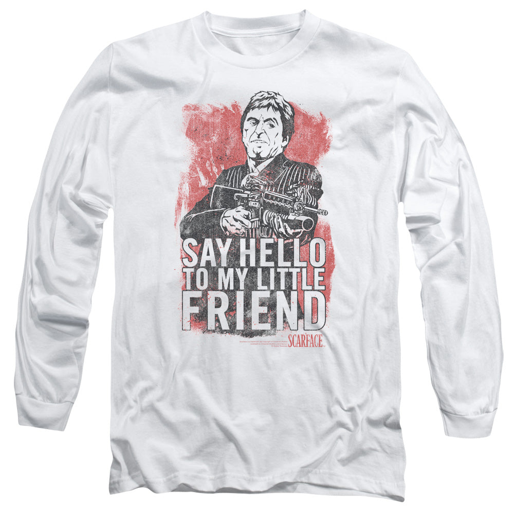 Scarface Little Friend Mens Long Sleeve Shirt White Officially Licensed Officially Licensed