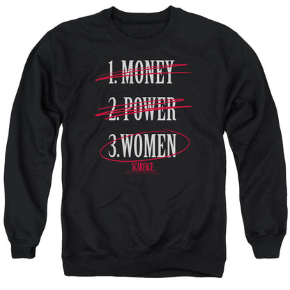 Scarface Money Power Women Mens Crewneck Sweatshirt Black Officially Licensed