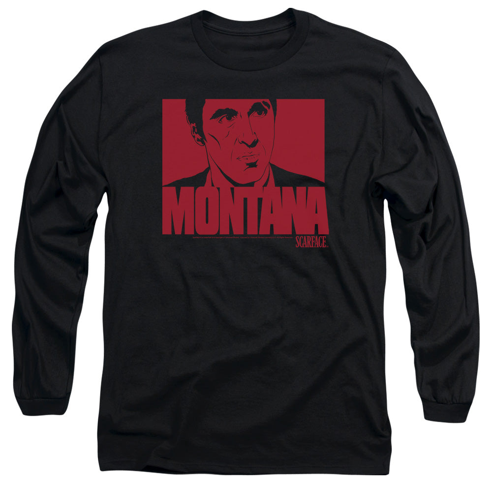 Scarface Montana Face Mens Long Sleeve Shirt Black Officially Licensed Officially Licensed