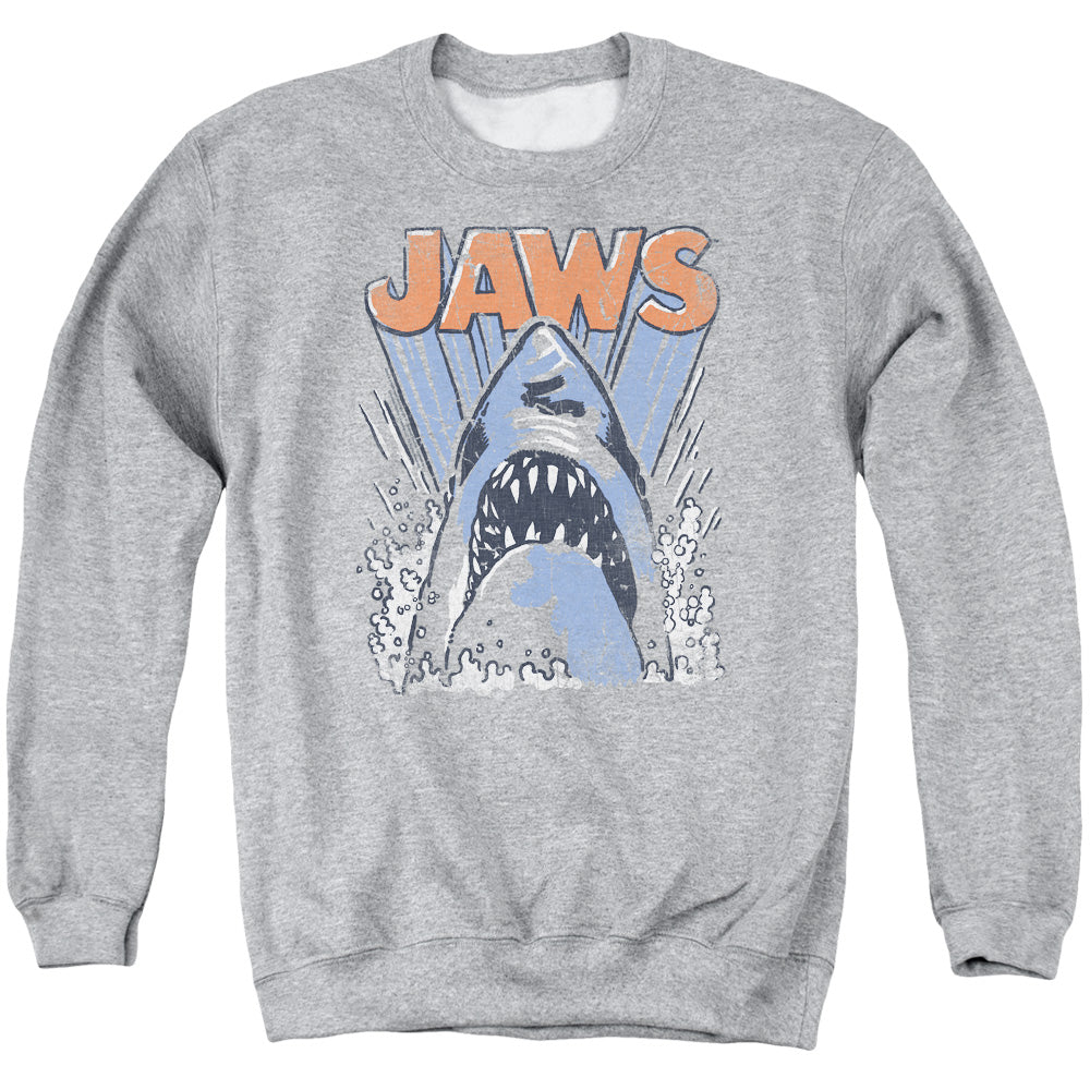 Jaws Comic Splash Mens Crewneck Sweatshirt Athletic Heather