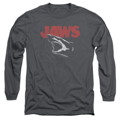 Jaws Cracked Jaw Mens Long Sleeve Shirt Charcoal Officially Licensed