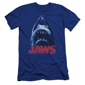 Jaws From Below Premium Bella Canvas Slim Fit Mens T Shirt Royal Blue