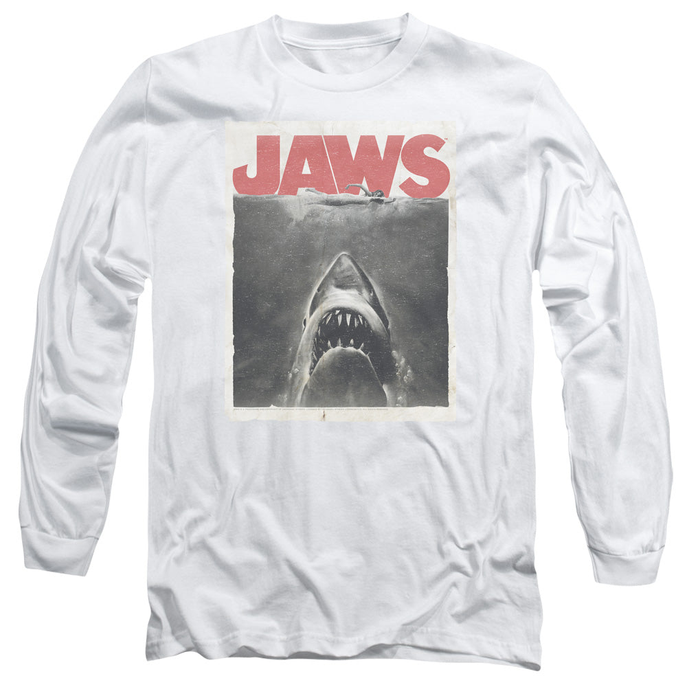 Jaws Classic Fear Mens Long Sleeve Shirt White Officially Licensed