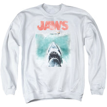 Load image into Gallery viewer, Jaws Vintage Poster Mens Crewneck Sweatshirt White