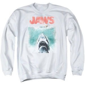 Jaws Vintage Poster Mens Crewneck Sweatshirt White