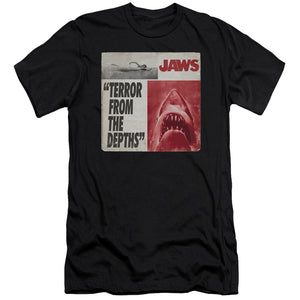 Jaws Terror Premium Bella Canvas Slim Fit Mens T Shirt Black