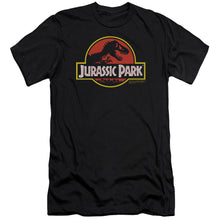 Load image into Gallery viewer, Jurassic Park Classic Logo Premium Bella Canvas Slim Fit Mens T Shirt Black