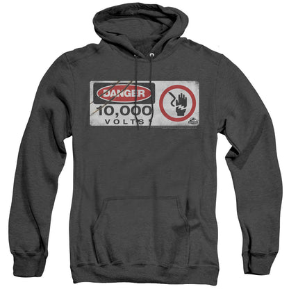 Jurassic Park Electric Fence Sign Heather Mens Hoodie Black