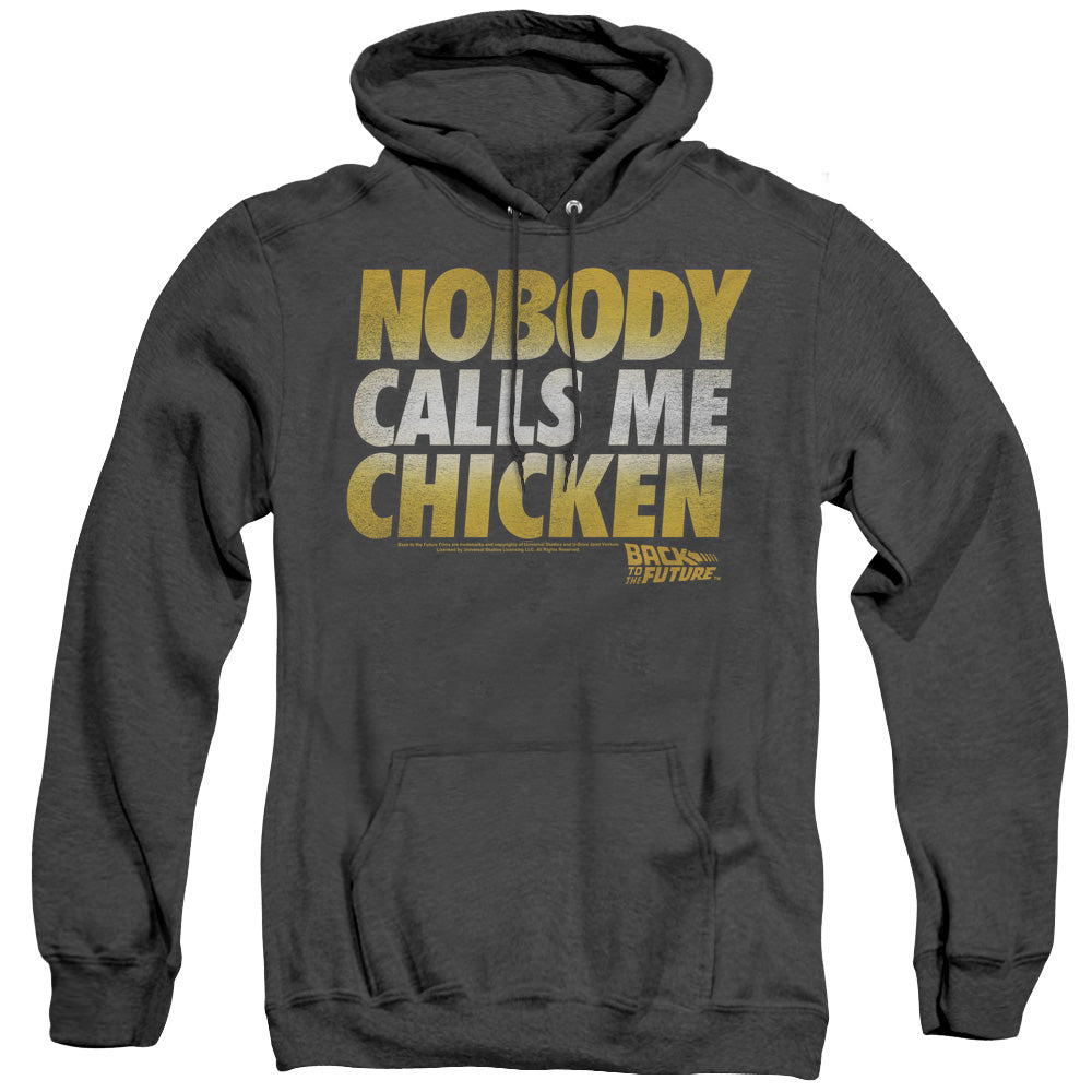 Back To The Future Chicken Heather Mens Hoodie Black Officially Licensed