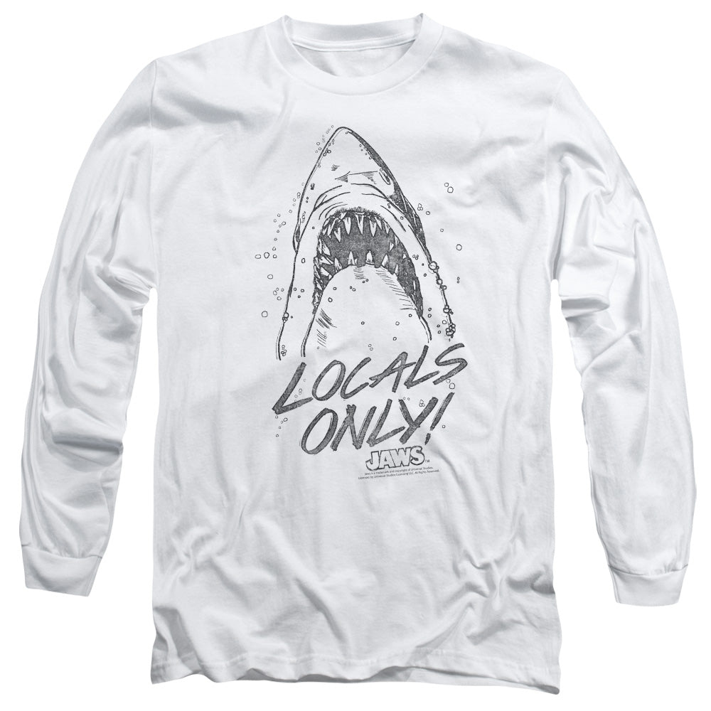 Jaws Locals Only Mens Long Sleeve Shirt White Officially Licensed