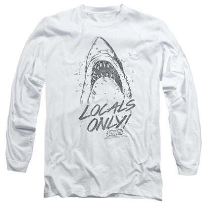 Jaws Locals Only Mens Long Sleeve Shirt White Officially Licensed