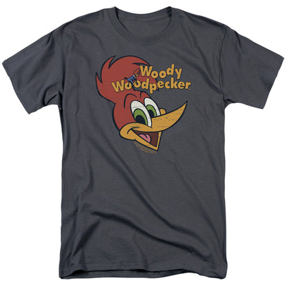 Woody Woodpecker Retro Logo Mens T Shirt Charcoal Officially Licensed