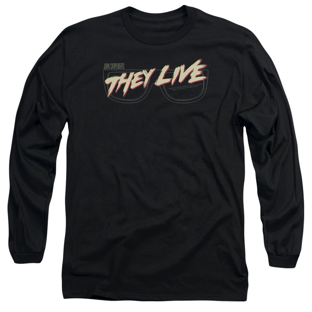 They Live Glasses Logo Mens Long Sleeve Shirt Black Officially Licensed