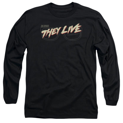 They Live Glasses Logo Mens Long Sleeve Shirt Black Officially Licensed