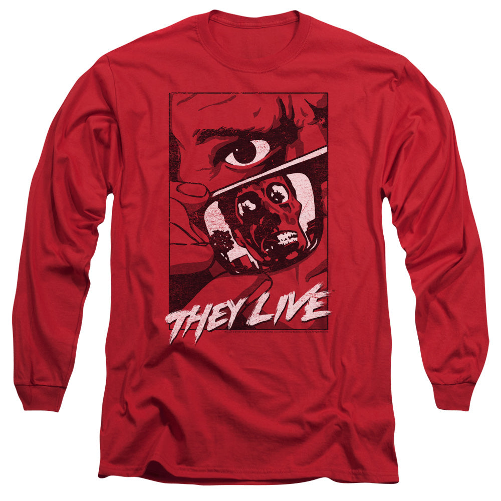 They Live Graphic Poster Mens Long Sleeve Shirt Red Officially Licensed