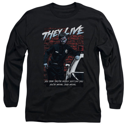 They Live Dead Wrong Mens Long Sleeve Shirt Black Officially Licensed