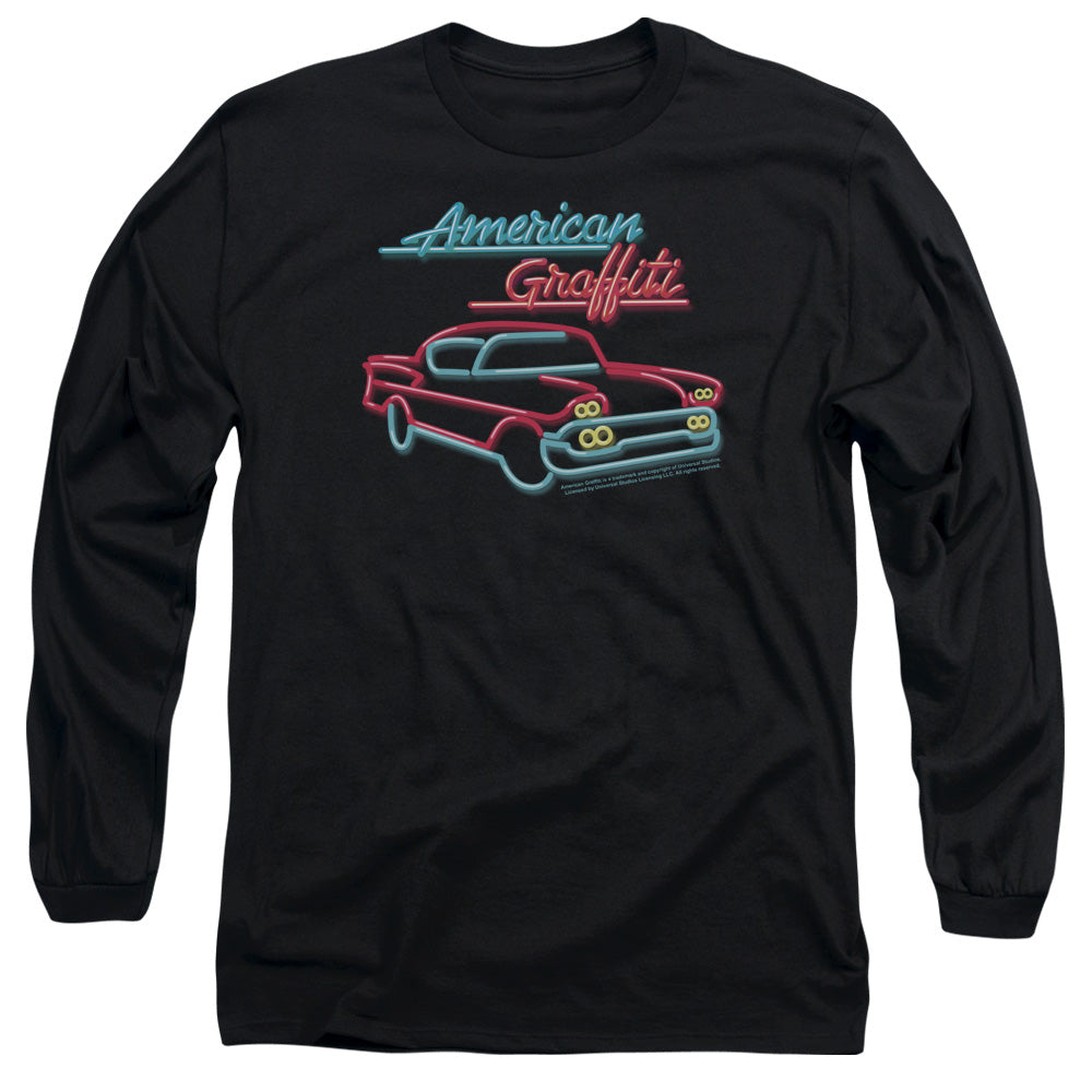 American Grafitti Neon Mens Long Sleeve Shirt Black Black