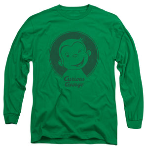 Curious George Classic Wink Mens Long Sleeve Shirt Kelly Green