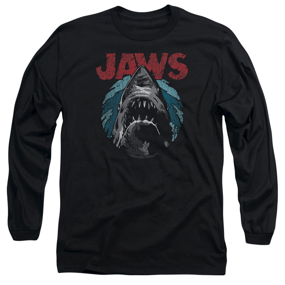 Jaws Water Circle Mens Long Sleeve Shirt Black Officially Licensed