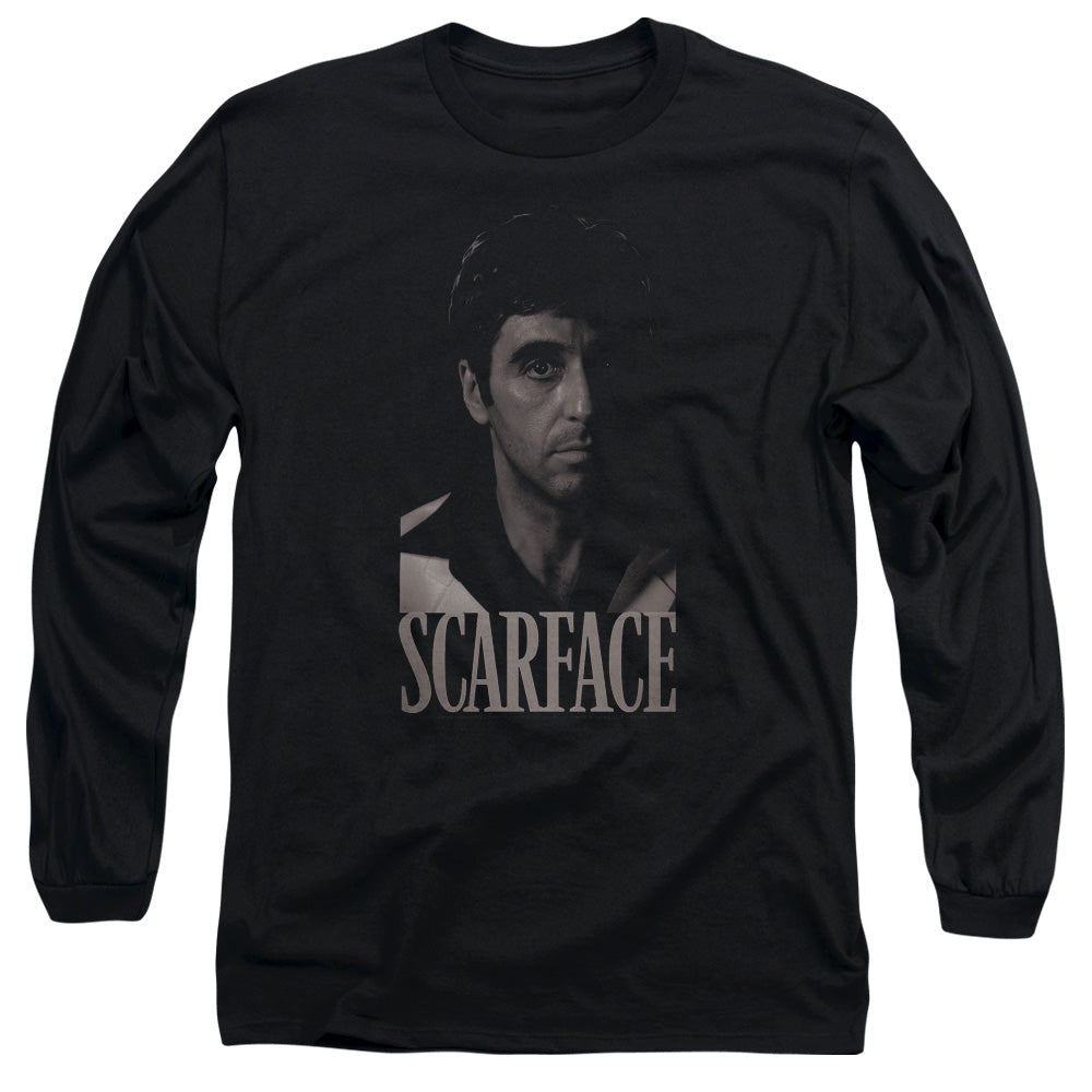 Scarface B&W Tony Mens Long Sleeve Shirt Black Officially Licensed Officially Licensed