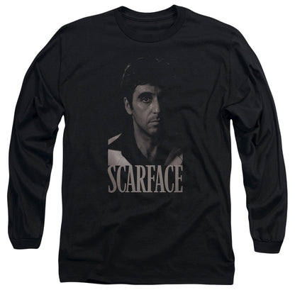 Scarface B&W Tony Mens Long Sleeve Shirt Black Officially Licensed Officially Licensed