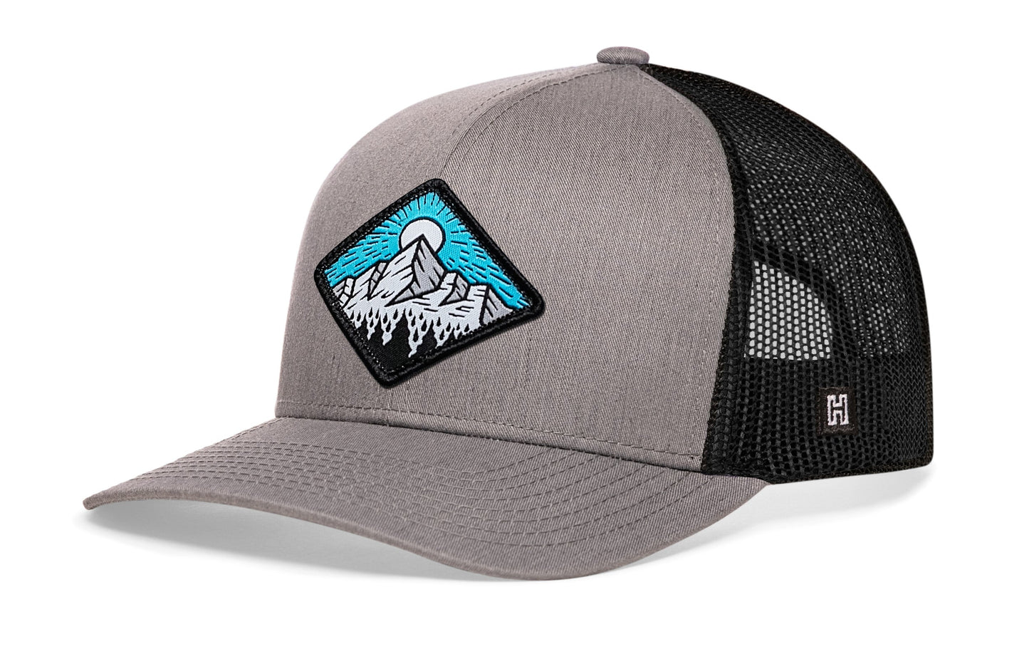 Diamond Mountain and Trees Trucker Hat  |  Gray-Black Outdoors Snapback
