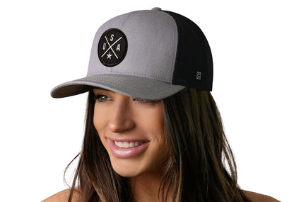 USA Trucker Hat  |  Gray-Black America Snapback
