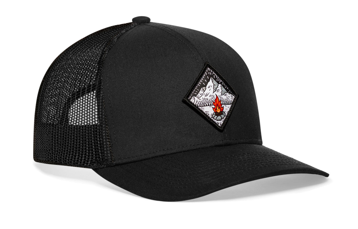 Campfire Trucker Hat  |  Black Outdoors Snapback
