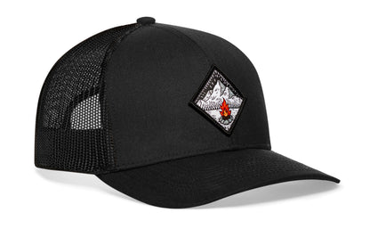 Campfire Trucker Hat  |  Black Outdoors Snapback