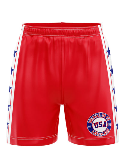 Team USA Miracle on Ice 1980 Red Hockey Shorts